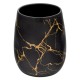 Suport ceramic oval negru cu dungi aurii