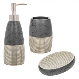 Set 3 piese ceramic pentru baie gri bej
