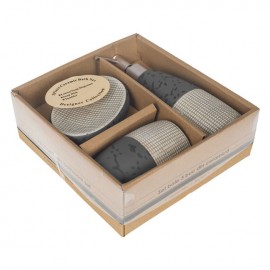 Set 3 piese ceramic pentru baie gri bej