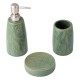Set 3 piese ceramice pentru baie verde menta model frunze