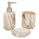 Set 3 piese de baie ceramic bej maro cu efect de lemn