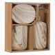 Set 3 piese de baie ceramic bej maro cu efect de lemn