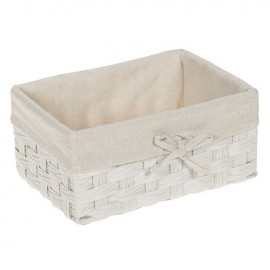 Cos de depozitare metalic alb impletit cu material textil