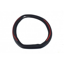 Husa volan sport tesit FX99 din imitatie de piele marimea M culoare negru cusatura rosie