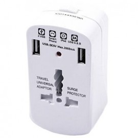 ADAPTOR UNIVERSAL PRIZA V-TAC CU PROTECTIE SI 2USB 2.1A