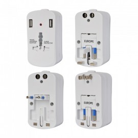 ADAPTOR UNIVERSAL PRIZA V-TAC CU PROTECTIE SI 2USB 2.1A